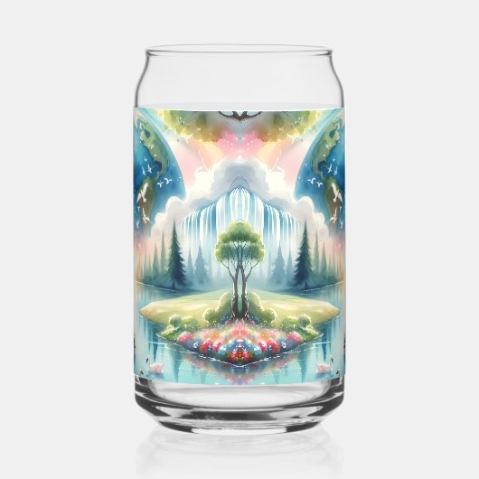 Whimsical Rainbow Earth Fantasy Scene Blikvorm Glas (Links)