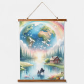 Whimsical Rainbow Earth Fantasy Scene Hangend Wandkleed (Voorkant)