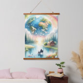 Whimsical Rainbow Earth Fantasy Scene Hangend Wandkleed (Slaapkamer)