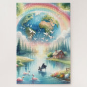 Whimsical Rainbow Earth Fantasy Scene Legpuzzel (Verticaal)