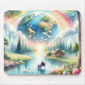 Whimsical Rainbow Earth Fantasy Scene Muismat (Voorkant)