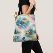 Whimsical Rainbow Earth Fantasy Scene Tote Bag (Dichtbij)
