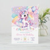 Whimsical Rainbow Eenhoorn Magische Dag Verjaardag Kaart (Staand voorkant)