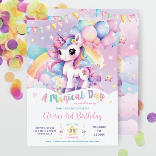 Whimsical Rainbow Eenhoorn Magische Dag Verjaardag Kaart