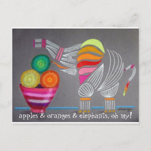 Whimsical Rainbow Elephant art op briefkaart (Voorkant)