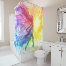 Whimsical Rainbow Fairy - Betoverde Cottagecore Douchegordijn