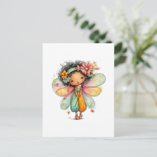 Whimsical Rainbow Fairy Postcard Briefkaart (Staand voorkant)