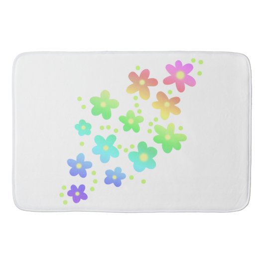 Whimsical Rainbow Flowers Badmat (Voorkant)