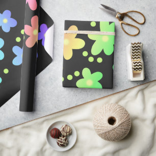 Whimsical Rainbow Flowers Cadeaupapier