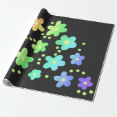 Whimsical Rainbow Flowers Cadeaupapier (Uitgerold)