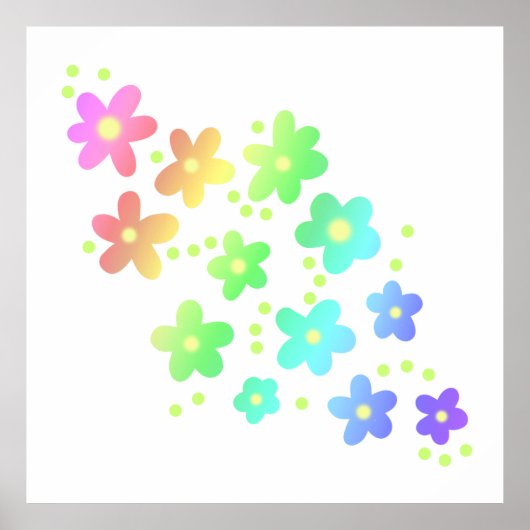 Whimsical Rainbow Flowers Poster (Voorkant)