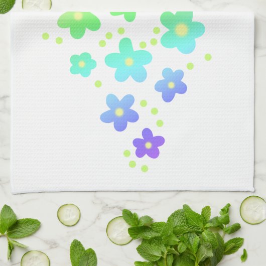 Whimsical Rainbow Flowers Theedoek (Gevouwen)