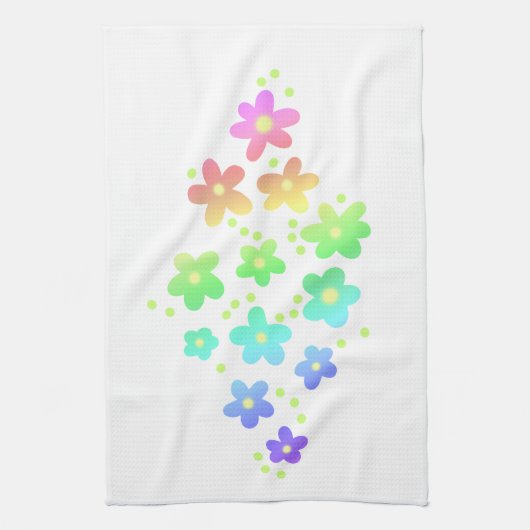 Whimsical Rainbow Flowers Theedoek (Verticaal)