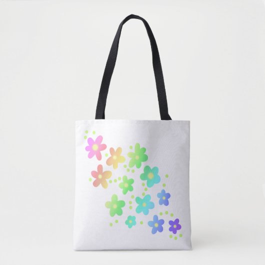 Whimsical Rainbow Flowers Tote Bag (Voorkant)