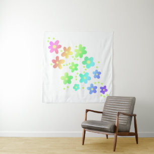Whimsical Rainbow Flowers Wandkleed
