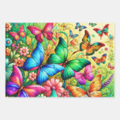 Whimsical Rainbow Garden met vlinders Inpakpapier Vel (Voorkant 2)