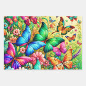 Whimsical Rainbow Garden met vlinders Inpakpapier Vel (Voorkant)