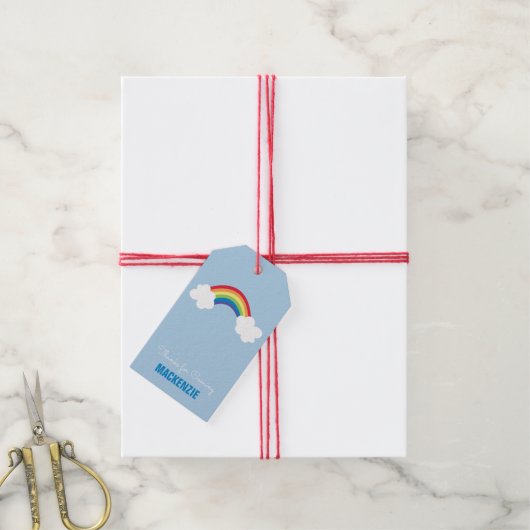 Whimsical Rainbow gepersonaliseerd verjaardagscade Cadeaulabel (Met Touw)