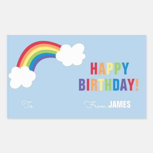 Whimsical Rainbow Gepersonaliseerde Gift Sticker (Voorkant)
