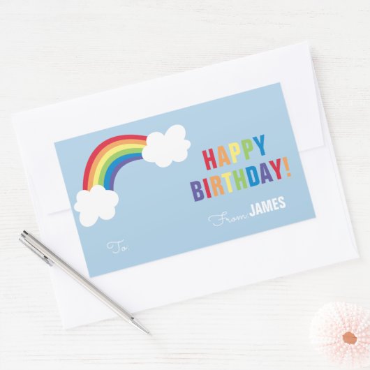 Whimsical Rainbow Gepersonaliseerde Gift Sticker (Envelop)