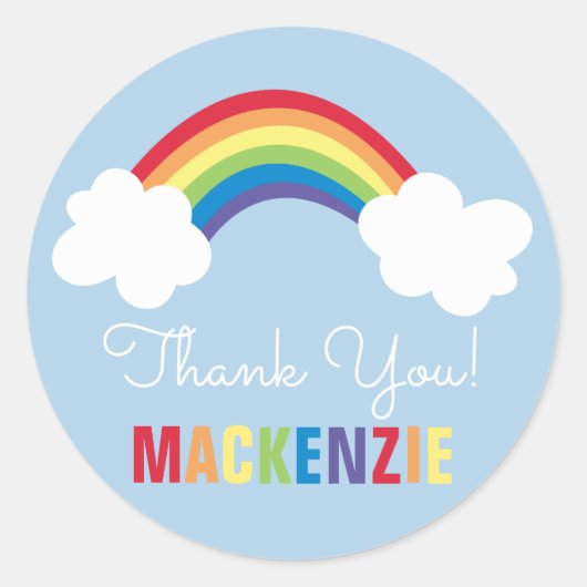 Whimsical Rainbow Happy Birthday Party Sticker (Voorkant)