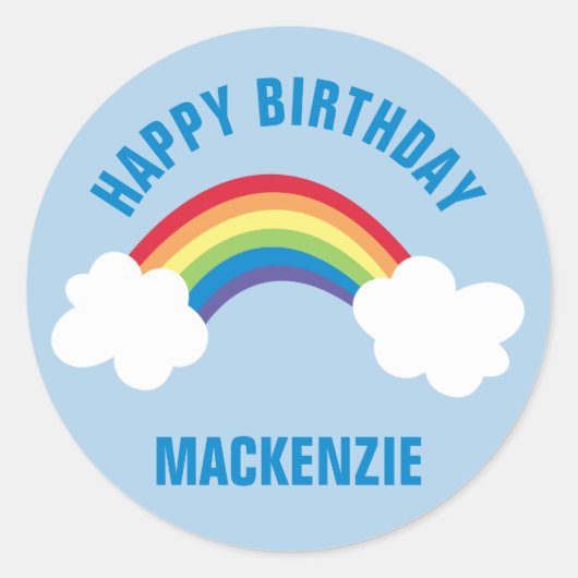 Whimsical Rainbow Happy Birthday Party Sticker (Voorkant)