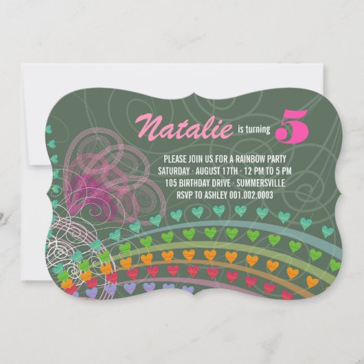 Whimsical Rainbow Heart Meisje Verjaardag Foto uit Kaart (Voorkant)
