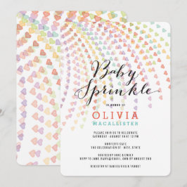 Whimsical Rainbow Hearts Colorful Baby Sprinkle Kaart