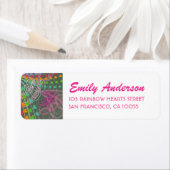 Whimsical Rainbow Hearts Pink Swirls Labels (Insitu)