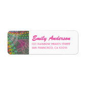 Whimsical Rainbow Hearts Pink Swirls Labels (Voorkant)