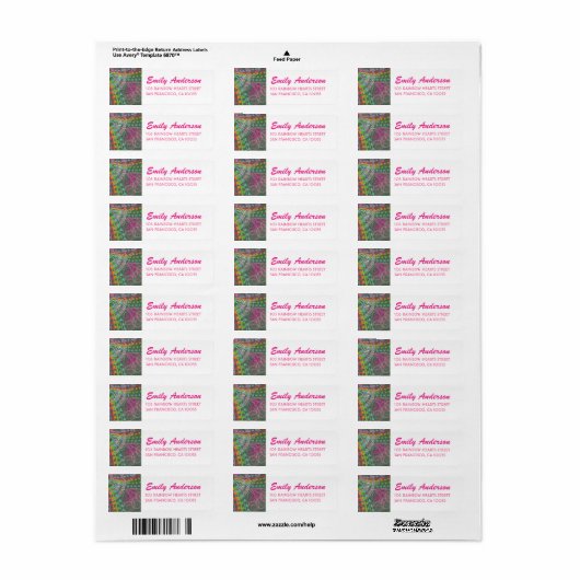 Whimsical Rainbow Hearts Pink Swirls Labels (Full Sheet)