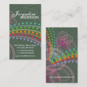 Whimsical Rainbow Hearts Pink Swirls Profile Card Visitekaartje (Voorkant / Achterkant)