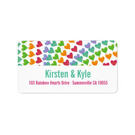 Whimsical Rainbow Hearts Sprinkles Adresetiketten Etiket