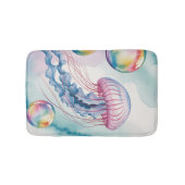 Whimsical Rainbow Jellyfish Watercolor Design Badmat (Voorkant)