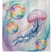 Whimsical Rainbow Jellyfish Watercolor Design Douchegordijn (Voorkant)