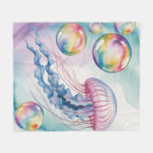 Whimsical Rainbow Jellyfish Watercolor Design Fleece Deken (Voorkant (Horizontaal))