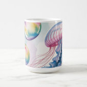 Whimsical Rainbow Jellyfish Watercolor Design Koffiemok (Center)