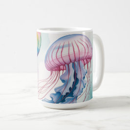 Whimsical Rainbow Jellyfish Watercolor Design Koffiemok