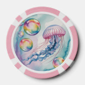 Whimsical Rainbow Jellyfish Watercolor Design Poker Chips (Achterkant)