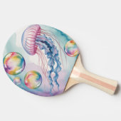 Whimsical Rainbow Jellyfish Watercolor Design Tafeltennisbatje (Zijkant)