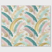 Whimsical Rainbow Pastel Abstract met gouden sterr Cadeaupapier (Vlak)