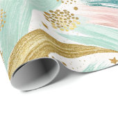 Whimsical Rainbow Pastel Abstract met gouden sterr Cadeaupapier (Rol Hoek)