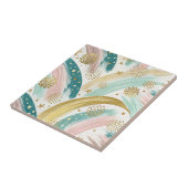 Whimsical Rainbow Pastel Abstract met gouden sterr Tegeltje (Zijkant)