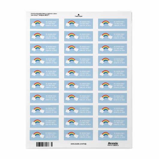 Whimsical Rainbow Return Adres Label (Full Sheet)