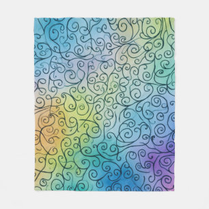 Whimsical Rainbow Swirl Pattern Abstract kleurrijk Fleece Deken