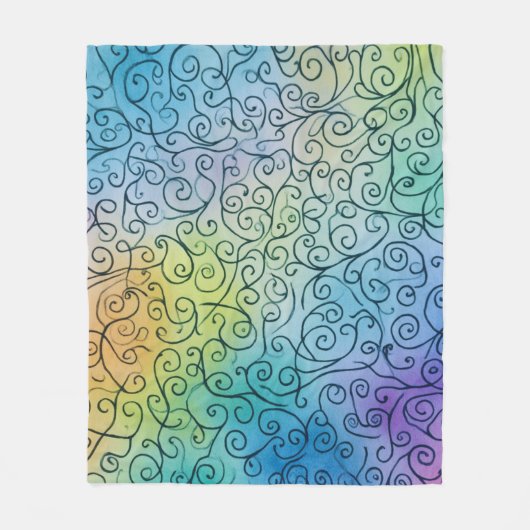 Whimsical Rainbow Swirl Pattern Abstract kleurrijk Fleece Deken (Voorkant)