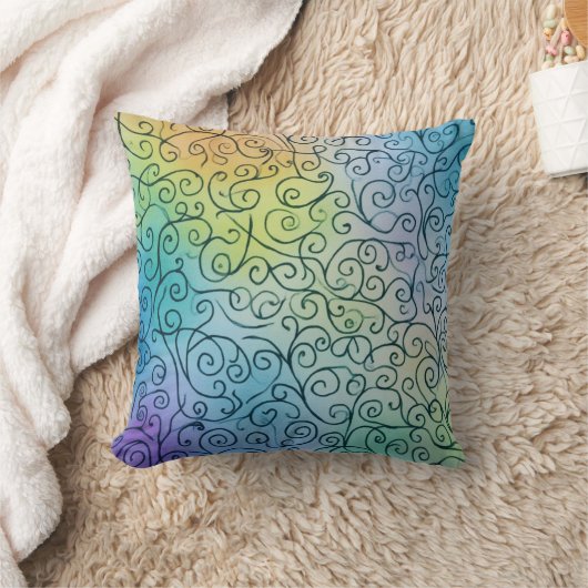 Whimsical Rainbow Swirl Pattern Abstract kleurrijk Kussen (Deken)