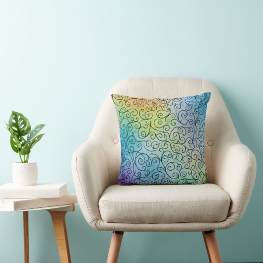 Whimsical Rainbow Swirl Pattern Abstract kleurrijk Kussen (Stoel)