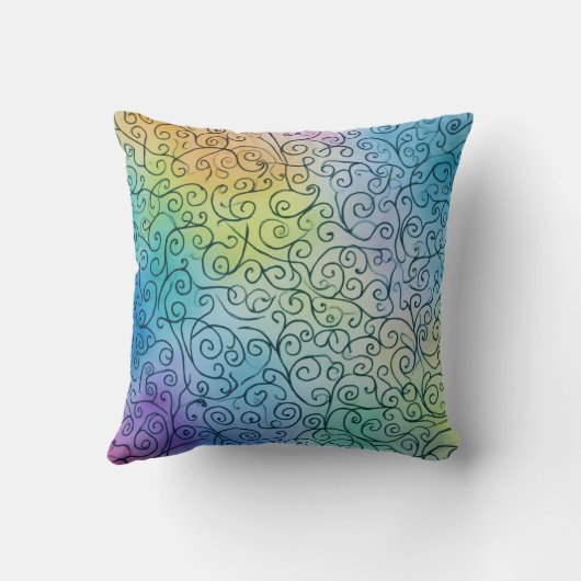 Whimsical Rainbow Swirl Pattern Abstract kleurrijk Kussen (Achterkant)