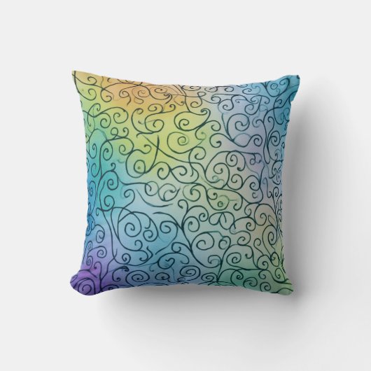 Whimsical Rainbow Swirl Pattern Abstract kleurrijk Kussen (Voorkant)